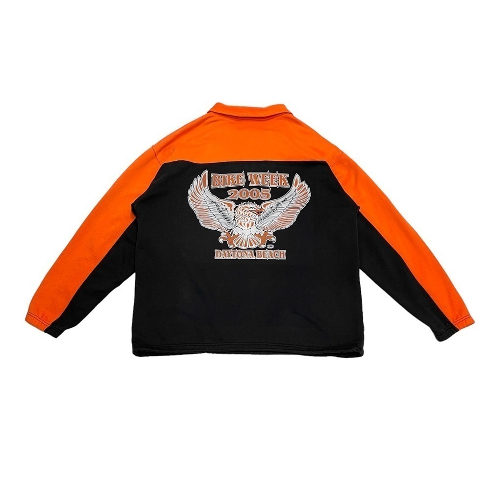 Vintage Daytona Beach Bike Week 2005 half zip sweater size L orange black